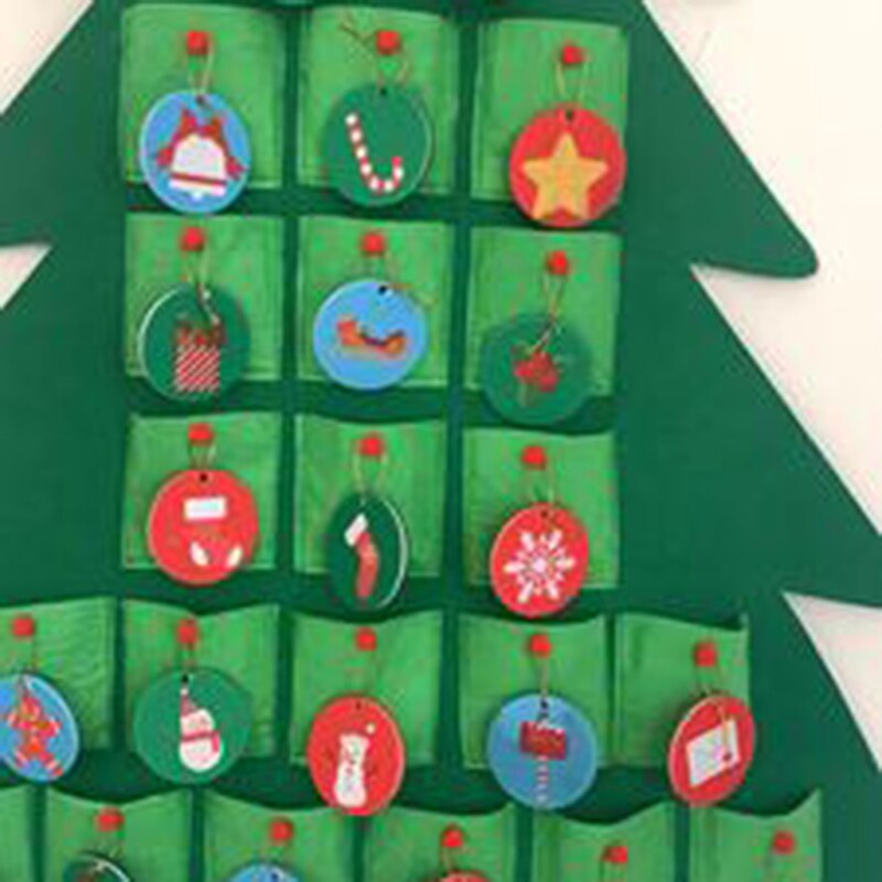 DIY Felt Christmas Tree Advent Calendar Set With Ornaments For Kids Xmas Year Door Wall Hanging Calendars Decor