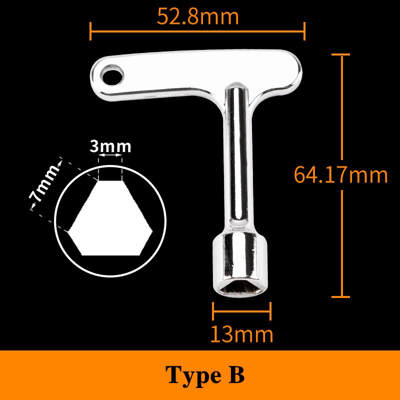 Multi-function 4 In 1 Universal Cross Key Triangle Key for Train Electrical Elevator Cabinet Valve Alloy Triangle Square Wrenchs: B