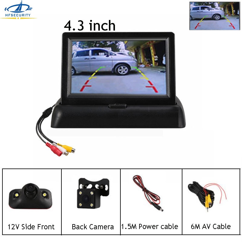 HF 4.3 Inch Auto Reverse Monitor Kits Met HD Opvouwbare Camera Auto Omkeren TFT Lcd-scherm Mini TV Monitor 480X272 P