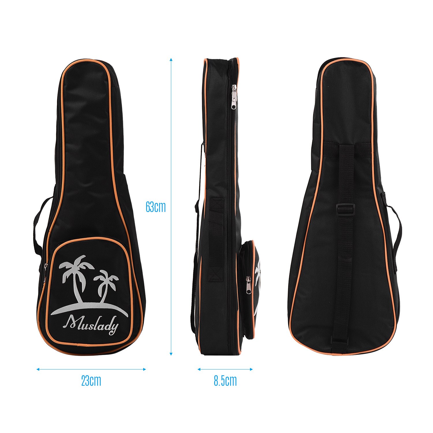 Muslady 23 pouces/26 pouces ténor ukulélé sac Uke étui à glissière 5mm rembourrage Style de motif de cocotier avec bandoulière réglable: 23 inch uke bag