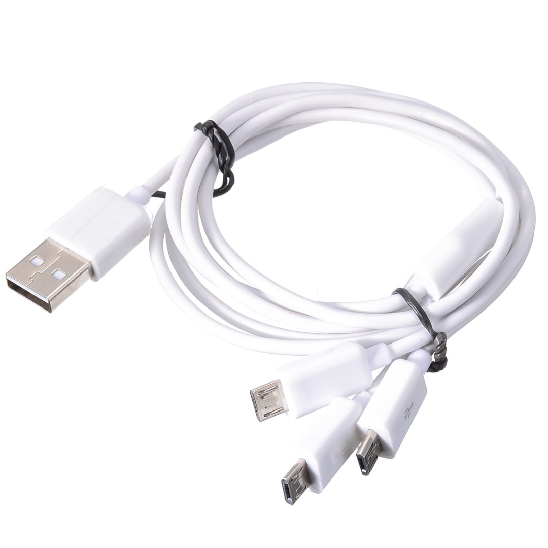 1 Pcs Usb Naar 3 Micro Usb-kabel Usb 2.0 Male Naar 3 Micro Usb 2.0 Male Y splitter Charging Data Cable Cord 1 M/3 Ft
