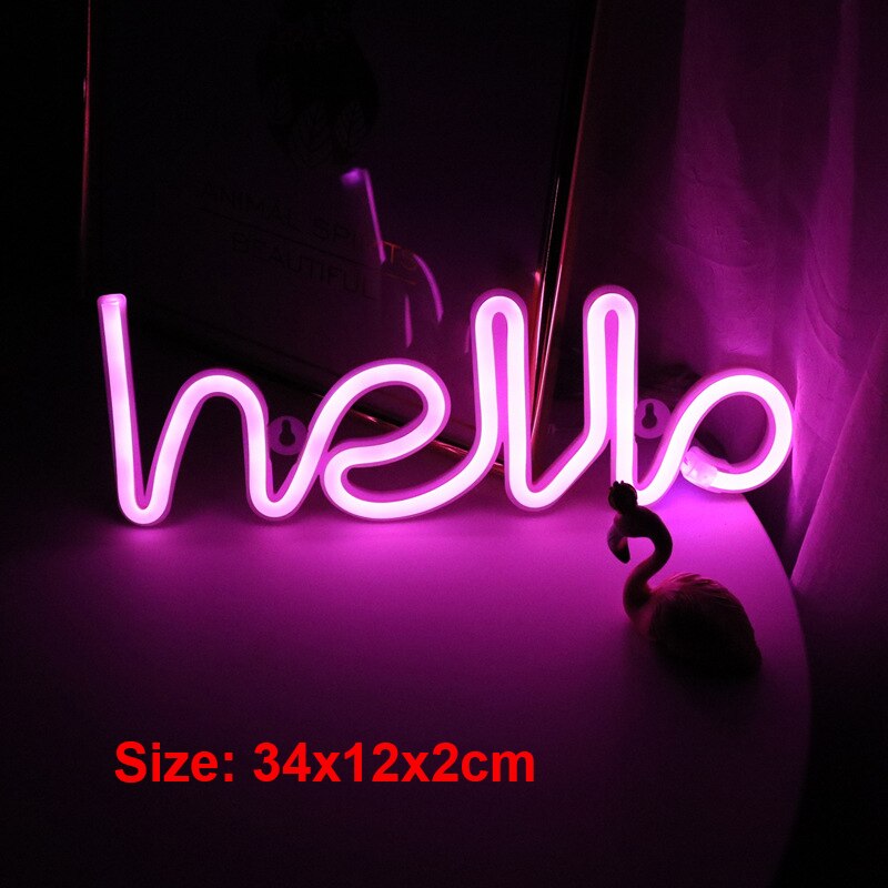 hello Neon Light LED Wall Lights Store Greeting Signs Home Decor Night Lamp Party Wedding Window Shop Battery & USB Powered