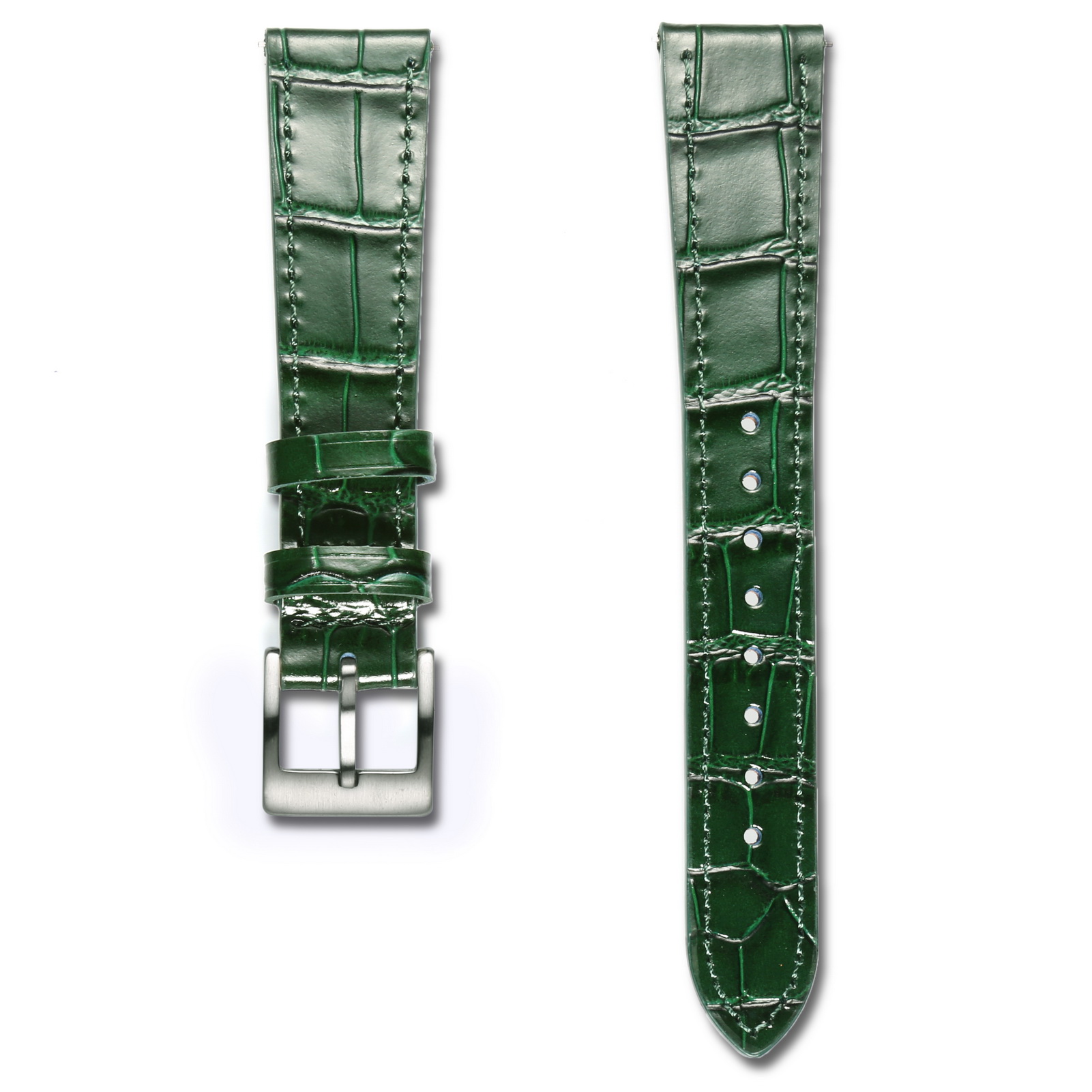 Leahter Horloge Bands Black Quick Release Alligator Reliëf Vervangen Horloges Strap 18Mm 19Mm 20Mm 21mm 22Mm: green / 22mm
