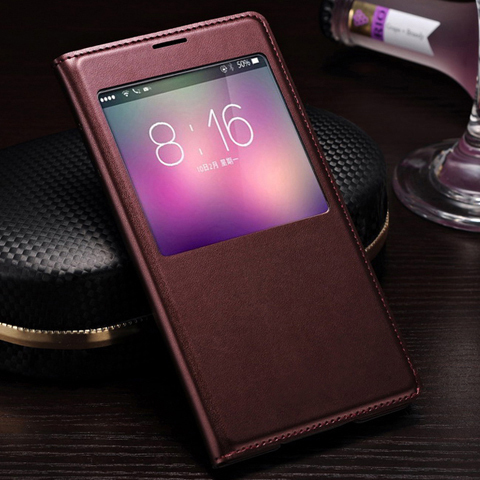 Flip-Cover Leder Telefon Fall Smart View Für Samsung Galaxy S5 SV S 5 G900A G900I G900F G900 G900H G900FD SM-G900F SM-G900H Fall: Wine red