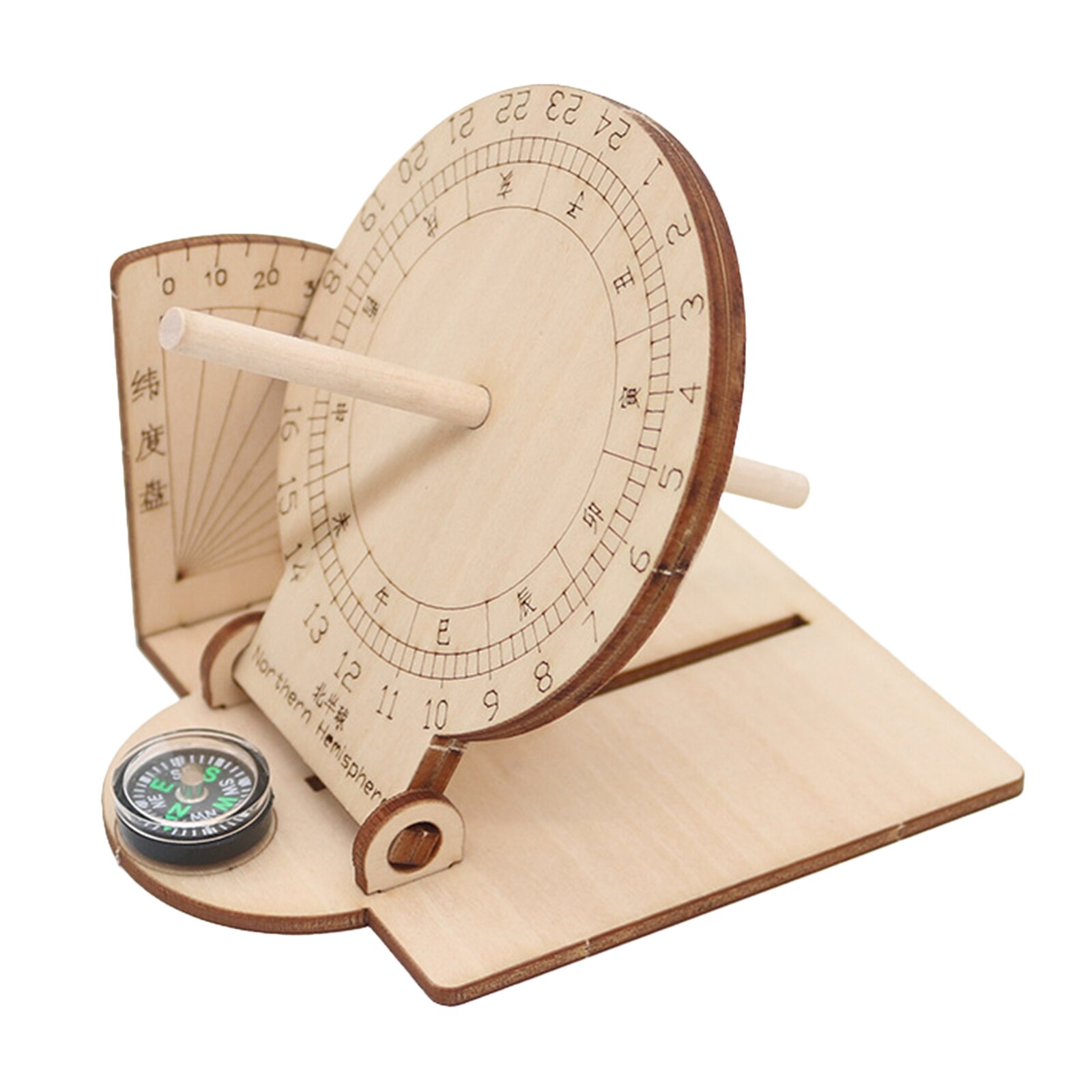 Equatorial Sundial Clock Wood Students Scientific Model Maritime Sundials