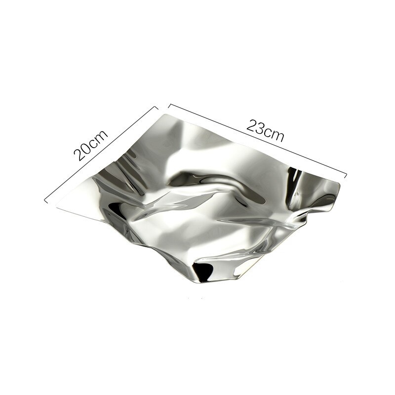 Bandeja nórdica de acero inoxidable con patrón de ondas, bandeja de almacenamiento de llaves, bandejas para aperitivos, placa decorativa de geometría Irregular, decoración moderna para el hogar: silver