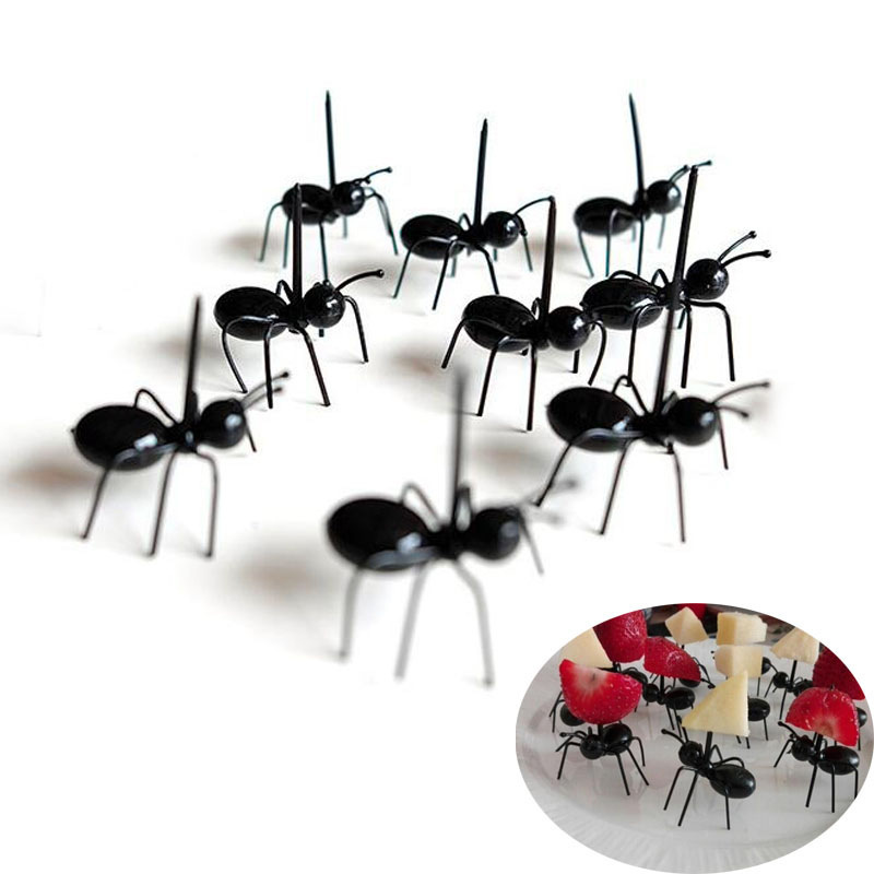 Juego de 12 unids/set de tenedor de fruta para hormigas, palillos de dientes decorativos para cocina, Bar, restaurante, comida, pastel, postre, vajilla, en casa