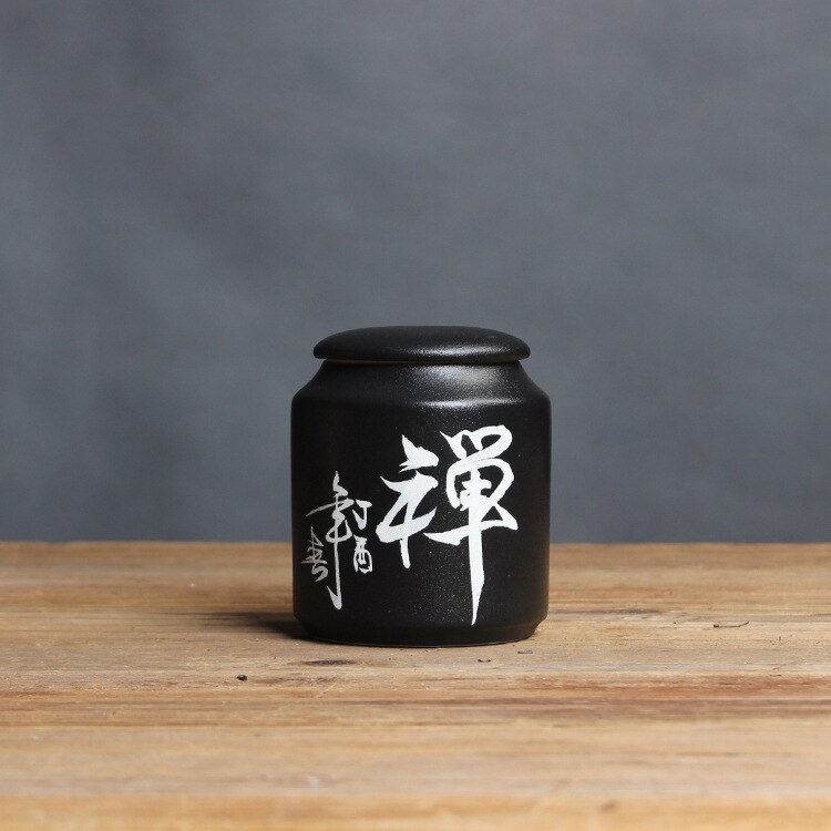 Teserviser i kinesisk stil matcha behållare teburk förvaring kaffepulver arrangör burkar tecaddies rund keramisk telåda: E
