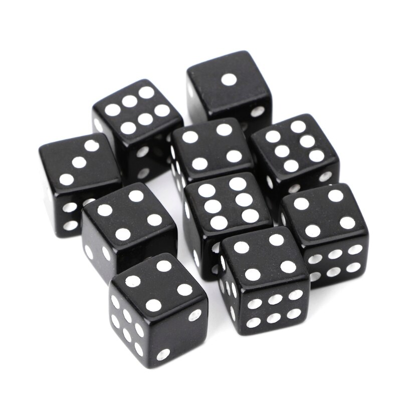 10 sztuk 15mm wielobarwność kostka z akrylu kości koraliki sześć stron przenośne zabawki dla dorosłych dzieci zawodowe zabawki zabawki rodzinne impreza kostka do gry: czarny