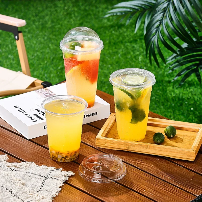 Vasos de plástico de 400ml con tapas, taza para aperitivos y bebidas, vaso Frío de plástico doble, vaso de plástico PET desechable transparente, taza de té de la leche Boba