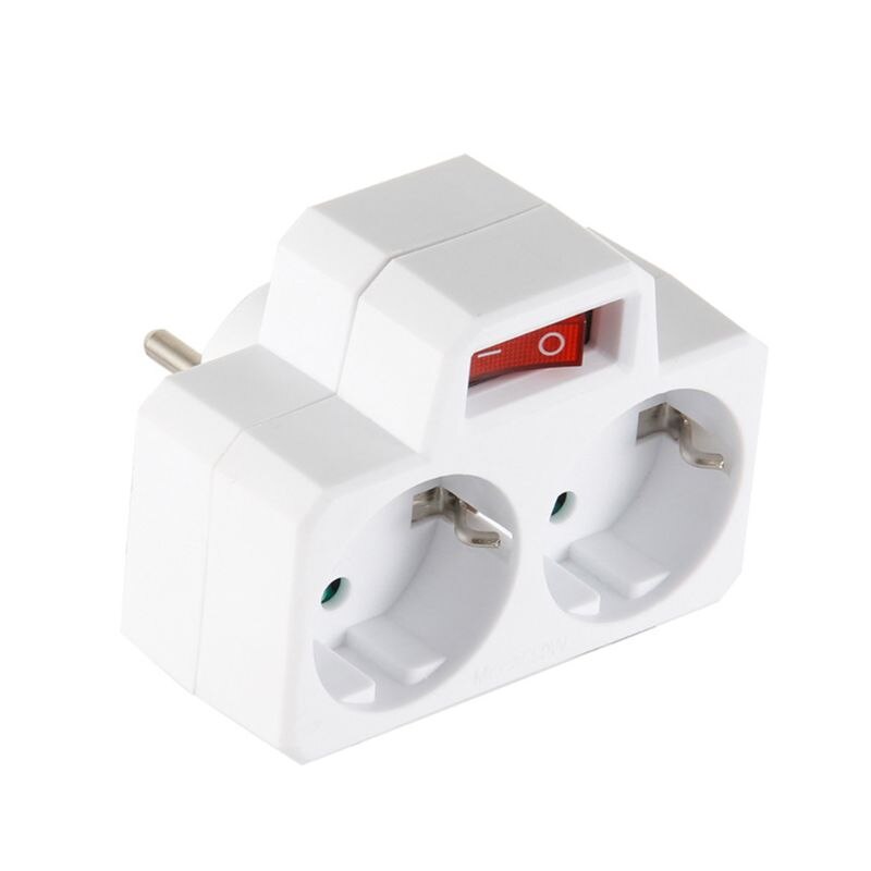 250V16A EU Standard Plug Double Socket Conversion Socket with Outlet Switch Plug