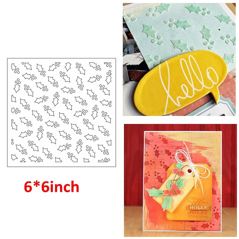 Jullöv prickar bakgrund plast stencil 6 x 6 tum diy klippbok kortalbum gör hantverk stencil 07: 2