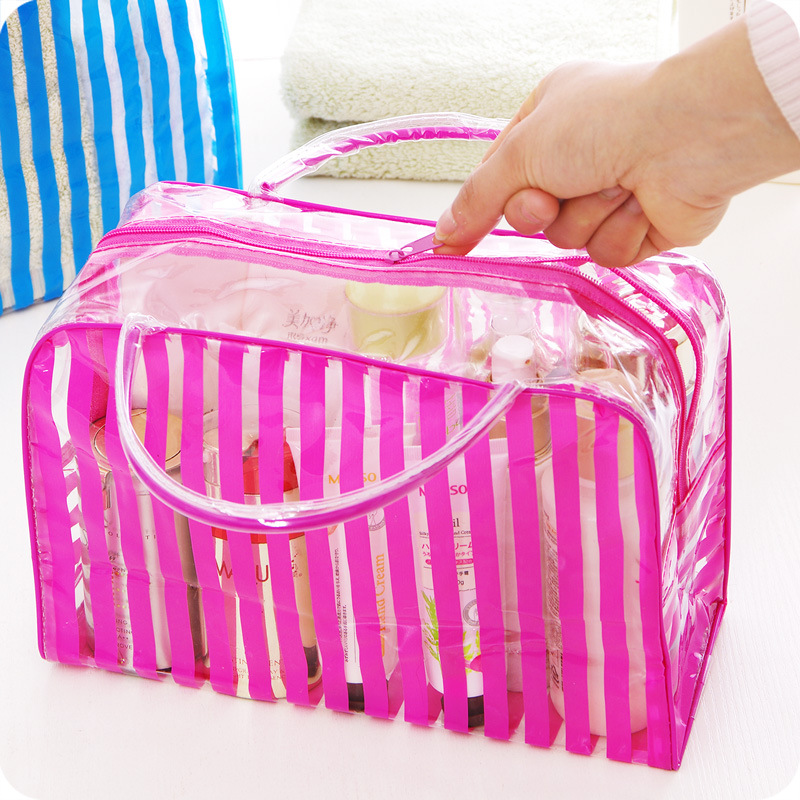 Bolsos transparentes para cosméticos de PVC, bolsa organizadora transparente impermeable para viajes de mujer, estuche de maquillaje de belleza, bolsa de cosméticos de playa