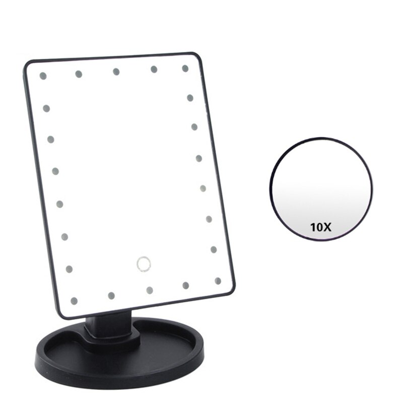 LED Touchscreen 22 Licht machen-hoch Spiegel Schreibtisch Machen hoch 10X Vergrößerungs schönheit Eitelkeit Spiegel beleuchtung Abnehmbare/Lagerung Basis: Schwarz einstellen