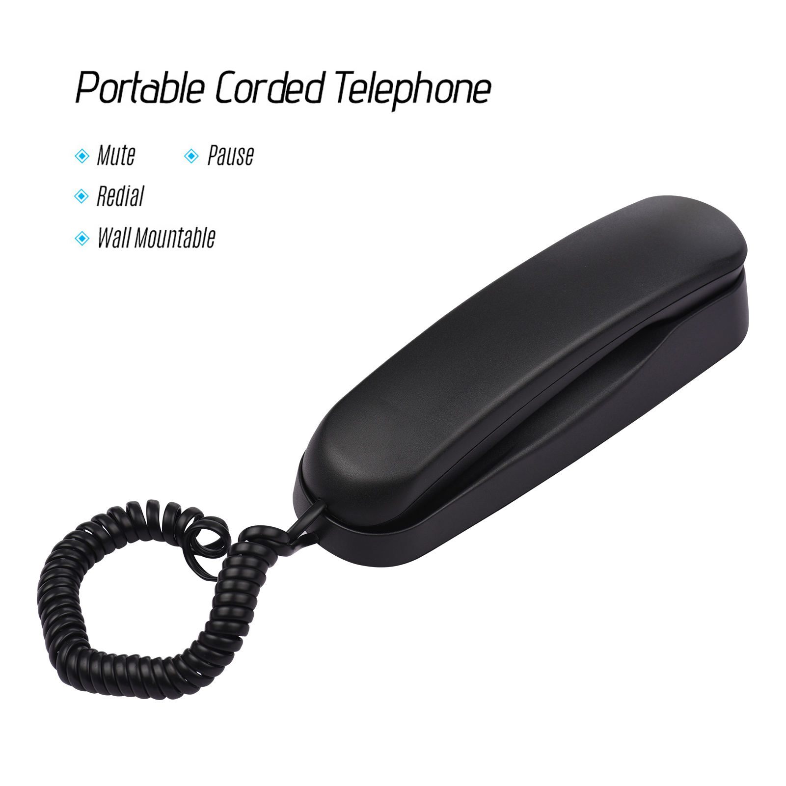 Mini-Schreibtisch-Festnetztelefon mit Schnurgebunden, festes Telefon, wandmontierbar, unterstützt Stummschaltung/Pause/Wiederholungsfunktionen für Zuhause, Hotel, Büro