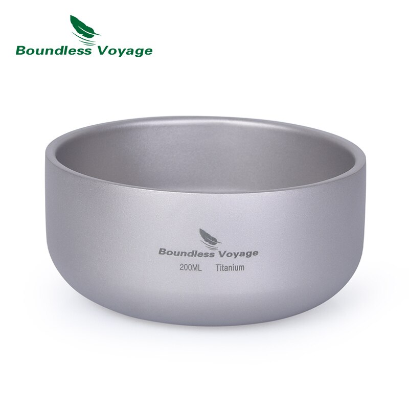 Boundless Voyage Camping Titanium Bowl 200ml/420ml Double-Walled Rice Bowl Lightweight Outdoor Hiking Picnic Tableware: Ti15145B 200ml