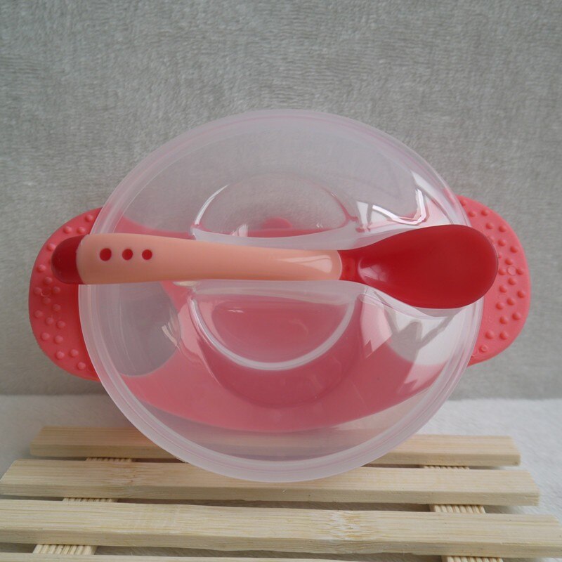 Service Plate Tray Solid Feeding Baby Feeding Learning Dishes Bowl Dinnerware For Kids Eating Training Gyro Bowl: Red