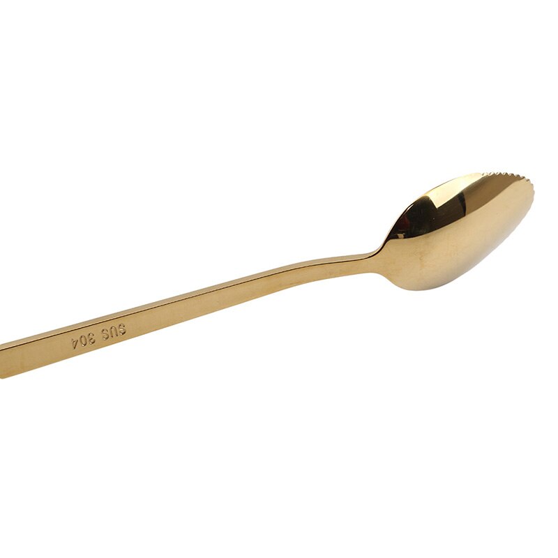 Apple Scraping Spoon Stainless Steel Fruit Spoon With Serrated Scraping Fruit Mud Spoon Kitchen Cutlery: gold