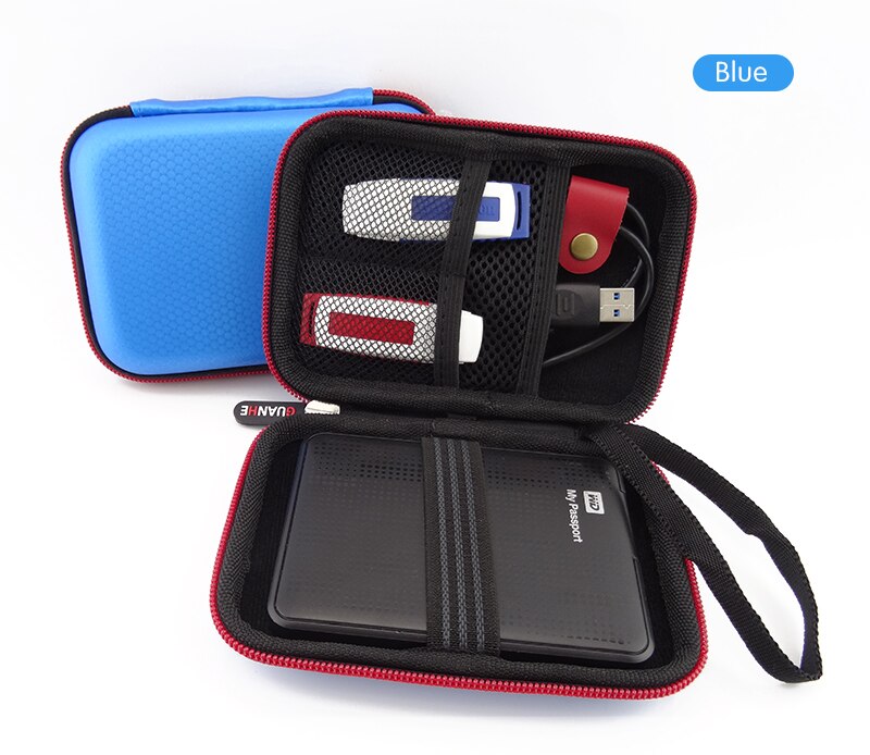 Originele 2.5 Inch Hdd Harde Schijf Tas Mobiele Power Bank U Disk Case Externe Harde Schijf Hdd Tas Voor Wd mijn Paspoort Seagate Hdd Tas: blue