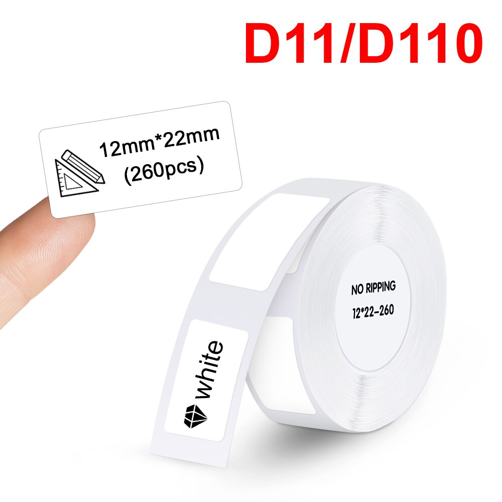 Niimbot D11 D110 Etikett Papier 15mm 50mm Wasserdicht Klebstoff D11 Etikett Aufkleber DIY Name Aufkleber für Mini Tragbare d11 Etikett Hersteller: 12x22mm 260Stck