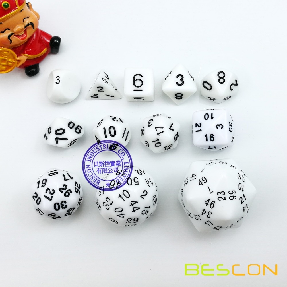 Bescon 60 サイドサイコロセット、 12 個多面体サイコロセット D3-D60 、 d3 D4 D6 D8 D10 d % D12 D20 D24 D30 D50 D60 rpg サイコロセット白