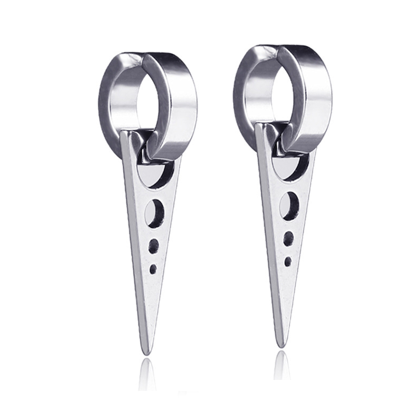 Pendientes colgantes en forma de triángulo para hombre y mujer, aretes de acero inoxidable, Piercing, joyería gótica, 2 unidades: Marrón rojizo
