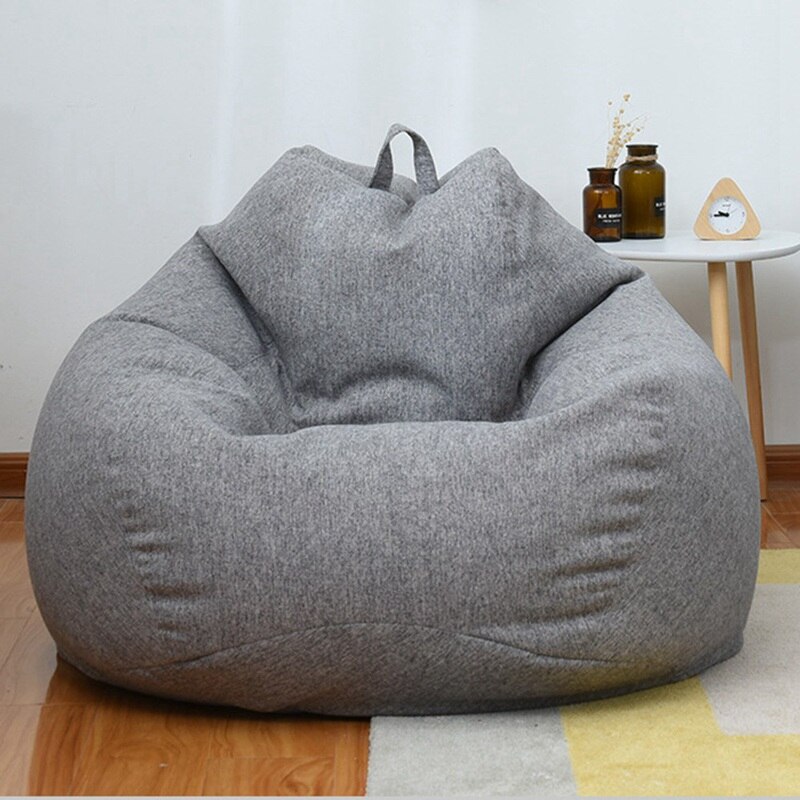 Katoen Linnen Bean Bag Cover Sofa Zitzak Luie Sofa Covers Zonder Vulmiddel Voor Volwassenen En Kinderen Grootte S-L Stoelen Poef bladerdeeg Couch: DG / 80 x 90 cm