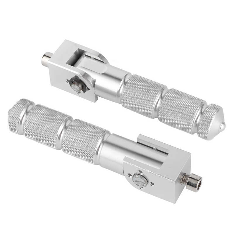 2Pcs Aluminum Pedals for Motorcycle Electric Car 8MM Universal 90 Degree Folding Support Rod Motorcycle Foot Peg Footrest: Silver
