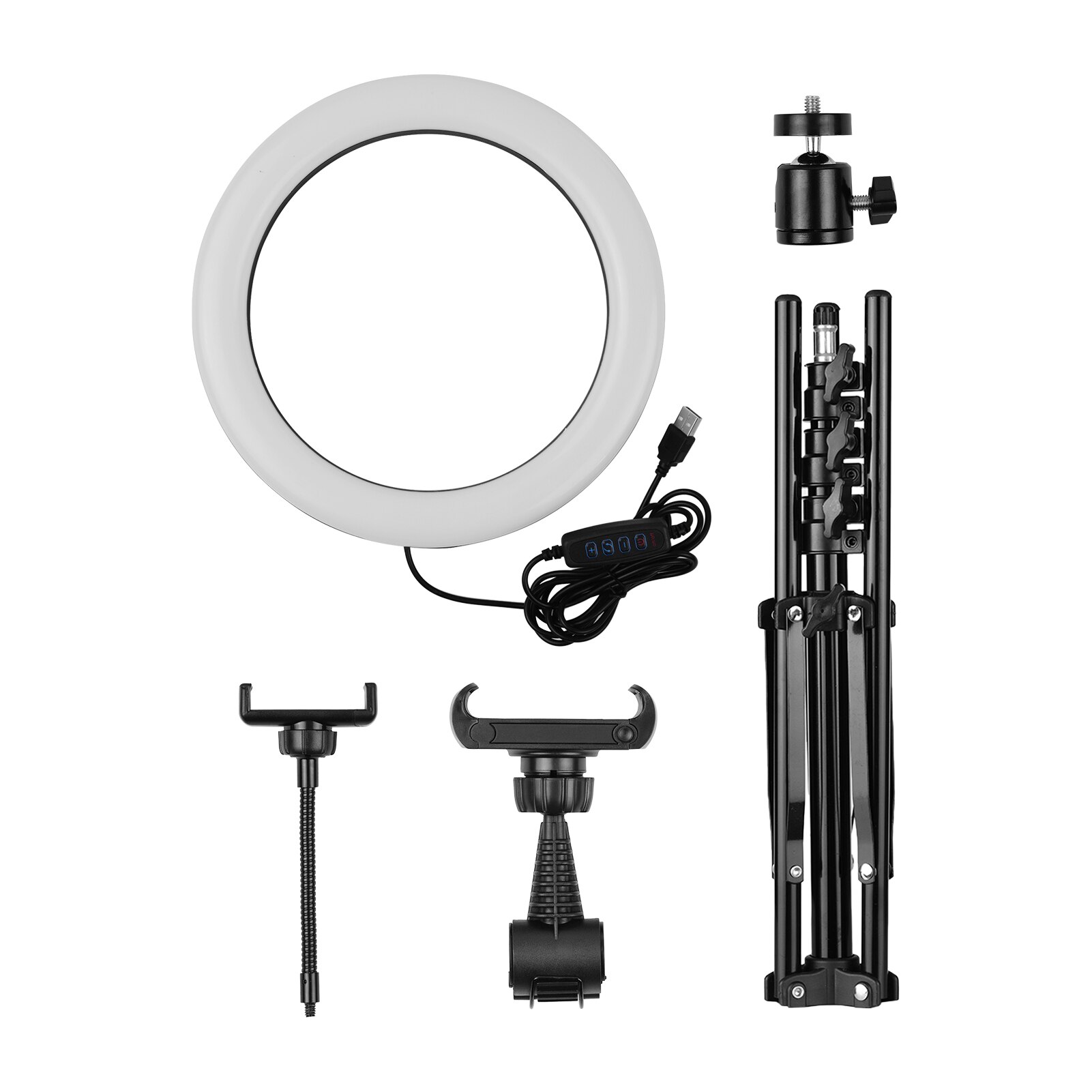 10 Inch LED Ring Light 3 Lighting Modes 10 Levels Brightness USB Powered for Live Video Recording Selfie Makeup LED Ring Light: 160cm Light Stand