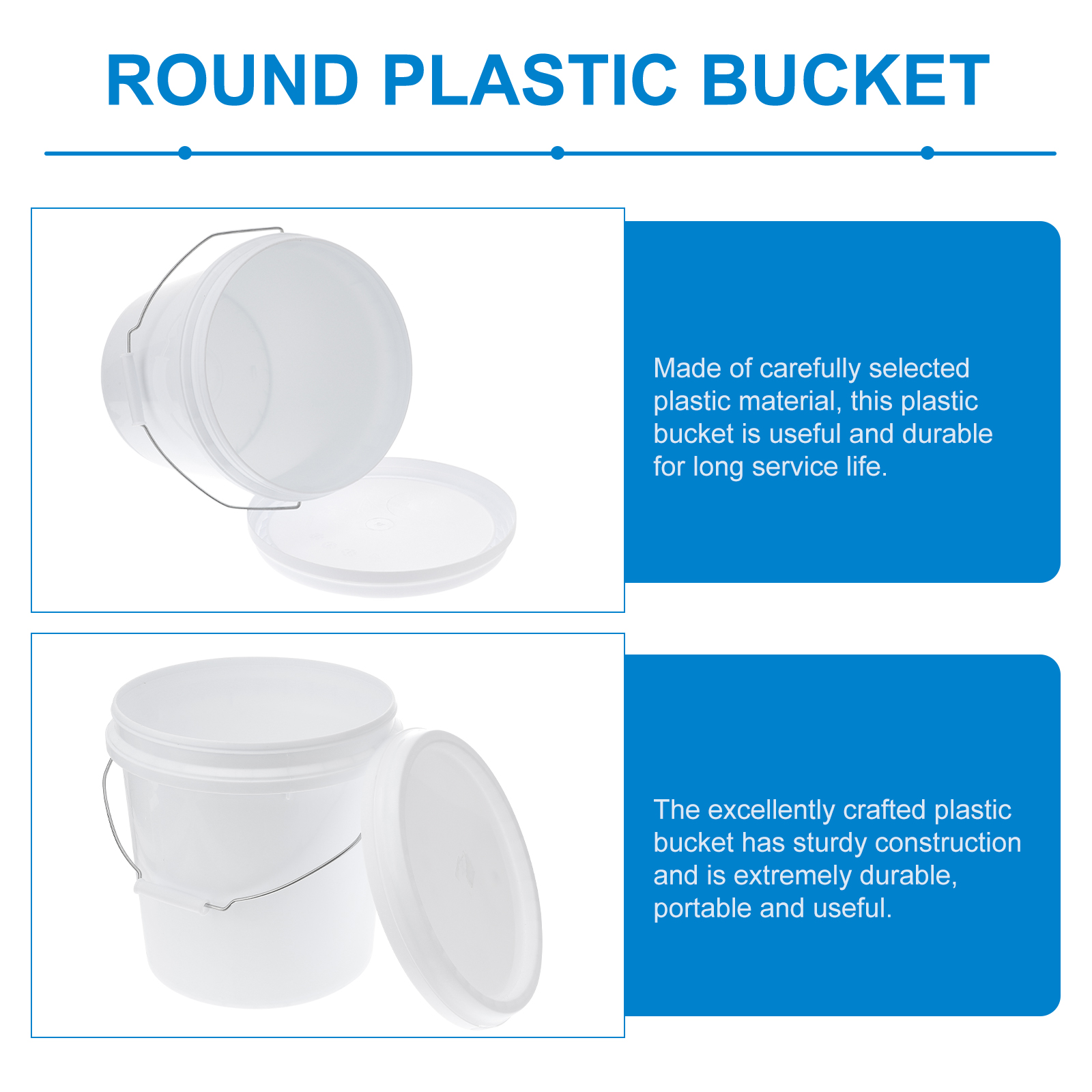 3 gallon plastbøtte 10l rengjøringsbøtter rund bøtte liten bøtte husholdningsfortykket forseglet bøtte med rundt lokkhåndtak