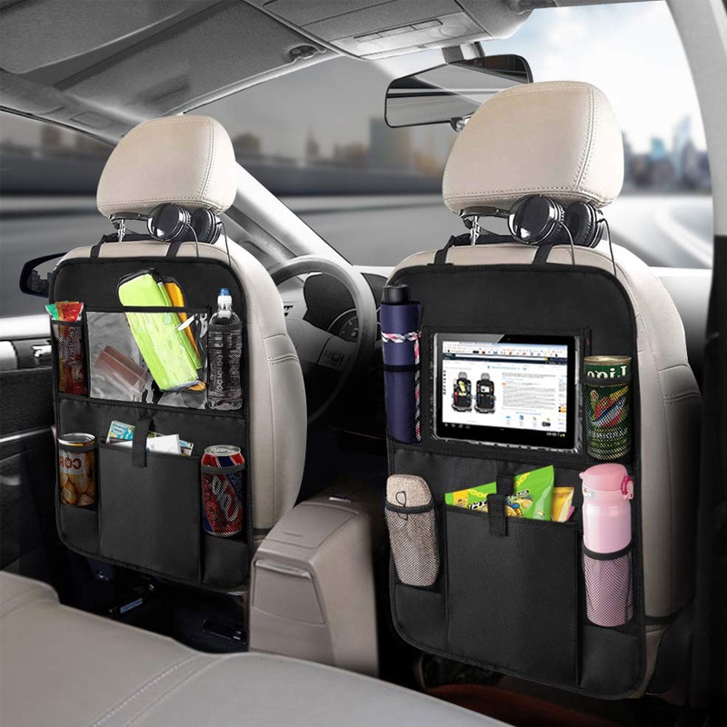 1Pcs/2Pcs Car Seat Terug Organisator 5 Opbergvakken Met Touch Screen Tablet Houder Protector Voor Kids kinderen Auto Accessoires