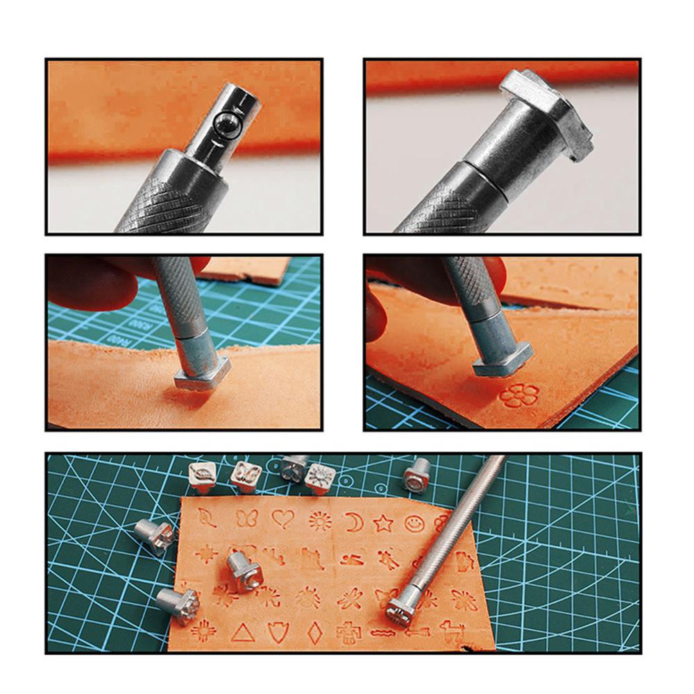 37 Pcs Leather Stamping Tool kit Leather Stamps Alphabet for Metal Love flower Stamps Punch Set for Leather Craft Printing Tools