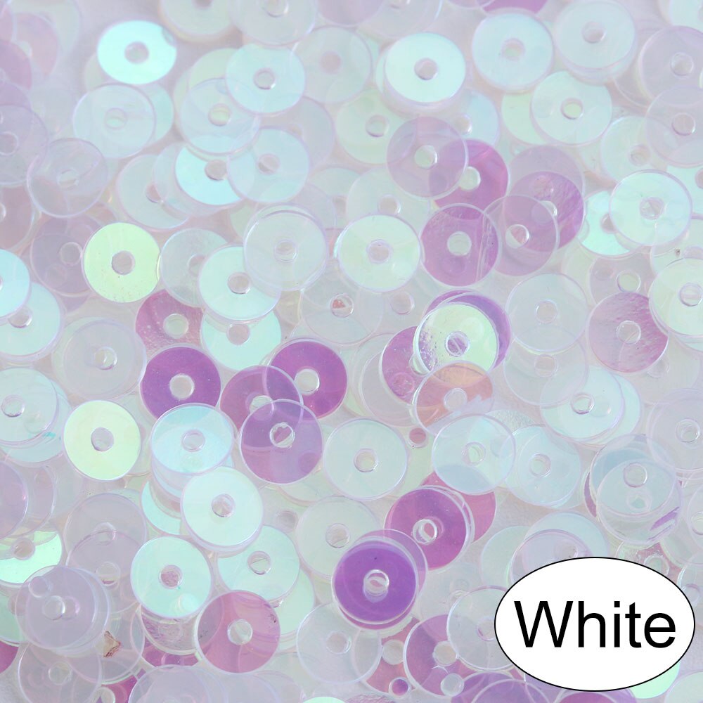 1000 stuks/zak 4mm veelkleurige losse plastic pailletten voor thuisfeesten, bruiloftsdecoratie, facetkralenversiering, doe-het-zelf naaiaccessoires: Wit