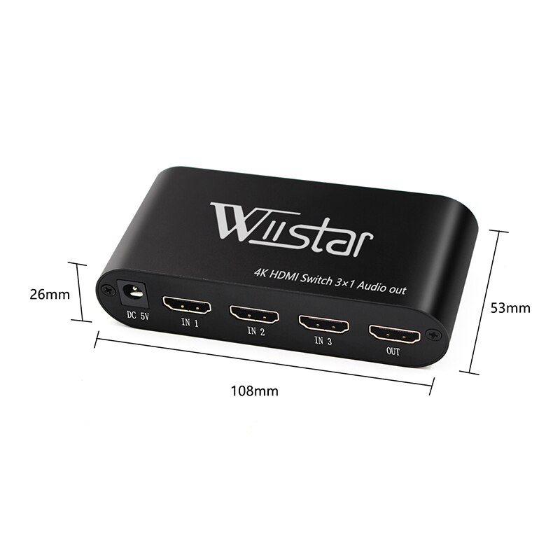 HDMI Switch 4K 3 In 1 Out Optical 3.5mm Audio Out Supprot AC3/DTS/Dolby Decoder Hd Audio Extractor