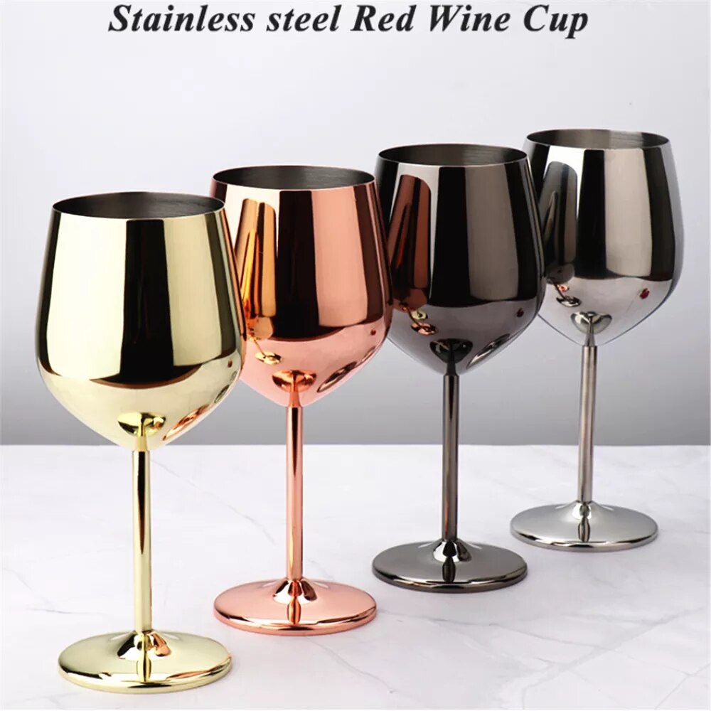 Copa de vino tinto de 500/200ML, vaso de cóctel para Bar, Picnic, Copa chapada en cobre de acero inoxidable, suministros de