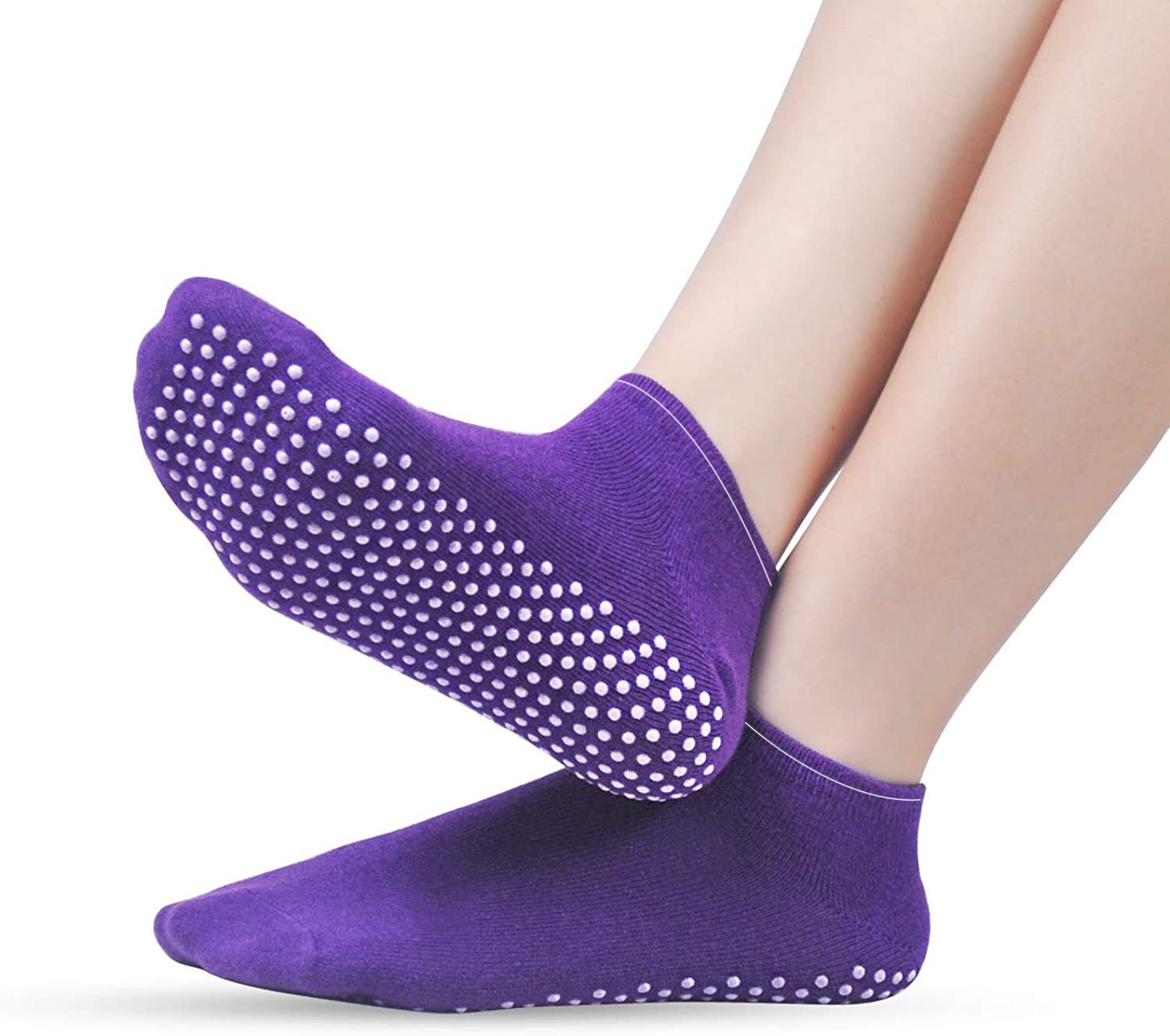 Chaussettes de Yoga pour femmes, lot de 4, antidérapantes, pour Ballet, Trampoline, gymnastique