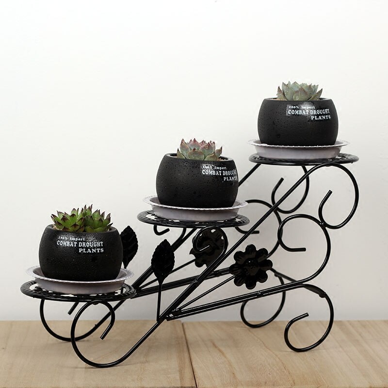 Étagère de bureau en fer forgé avec Mini fleurs, étagère multifonctionnelle pour recevoir le balcon, pot de fleurs