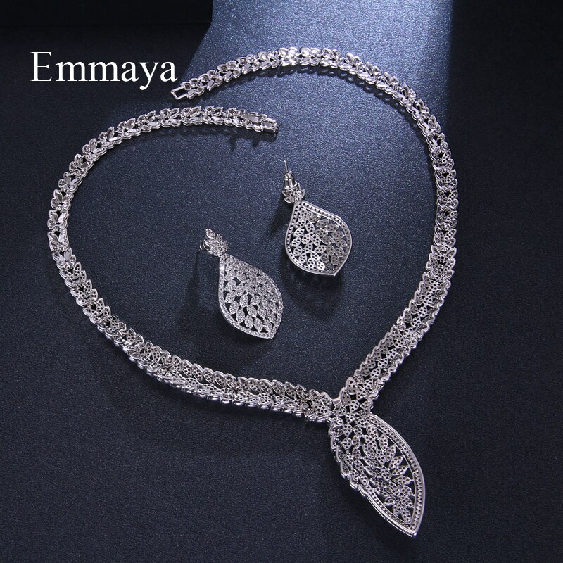 Emmaya Elegante Bloem Aaa Kubieke Zirkoon Vrouwen Bruids Sieraden Sets Voor Party Accessoires Sieraden Bruiloft