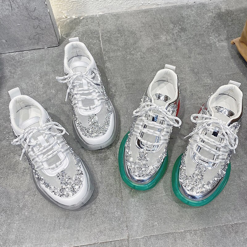 Women Sport Shoes Chunky Sneakers Female Running Shoes Height Increase Vulcanized Shoes Woman Footwear Femme