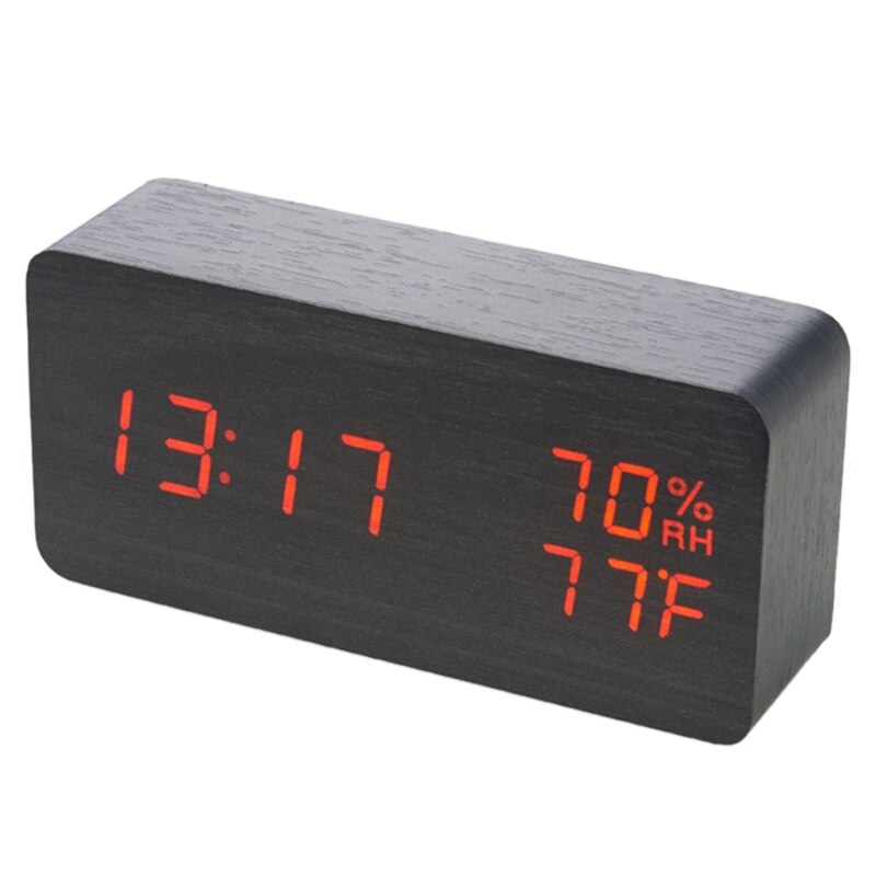 Multifunction Alarm Clock in Wood Digital Alarm Clock Prevent Being Late and Sleeping Home Decoration: A-R