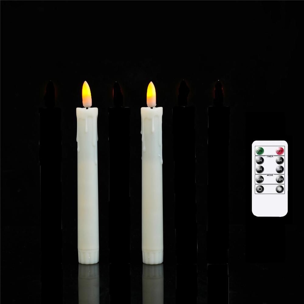 2/3/4 Pieces 7 inch Short Flameless LED Taper Candles With Remote Control,Plastic Realistic Flickering Christmas Candles: Red