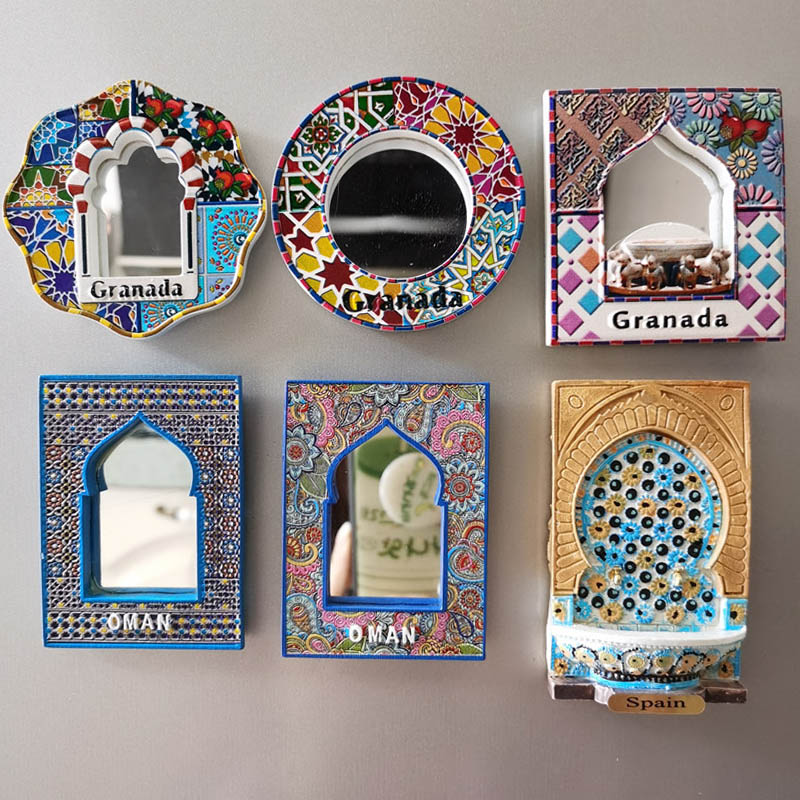 Spain Granada Fridge Magnet Oman Islamic Style Mirror Frame Magnetic Refrigerator Stickers for Home Decor Collection Ideas