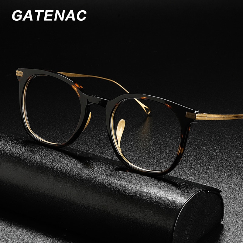 Luxe Titanium Brilmontuur Mannen Vintage Recept Acetaat Optische Brillen Frame Vrouwen Bijziendheid Eyewear
