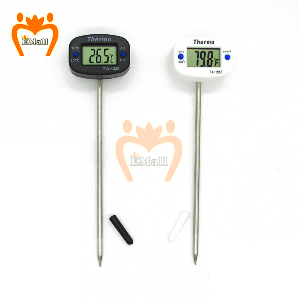2 stk ovn kogetermometer temperaturmåler sensor test mini digital termometer rustfrit stål sonde mad kød grill kaffe: 1pc sorte 1pc hvide