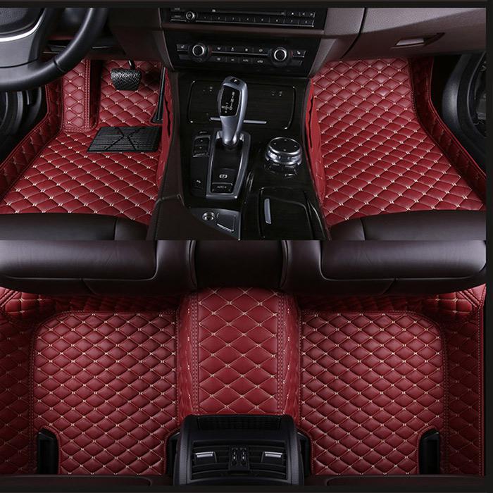 3d auto vloermatten voor toyota land cruiser 100 200 waterdichte leren vloermatten auto-styling interieur auto vloermat: Wijnrood