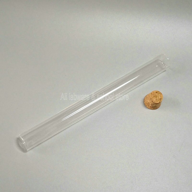 Tube à essai en verre de laboratoire avec bouchon en liège, 20x200mm, 5 pièces/lot
