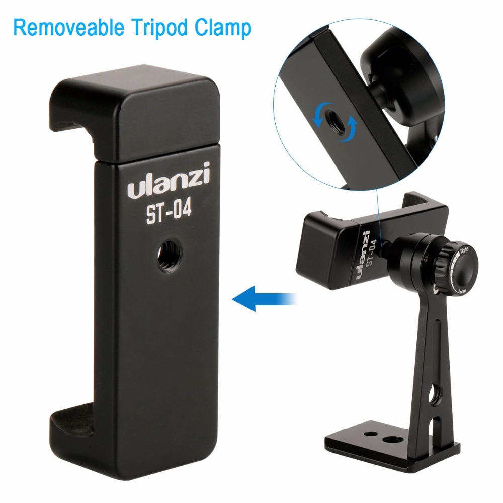 Ulanzi ST-04 Tripod Clamp Mount Smartphone Holder Mount Adapter w Bluetooth Remote Shutter Live Tripod for iPhone Android Mobile