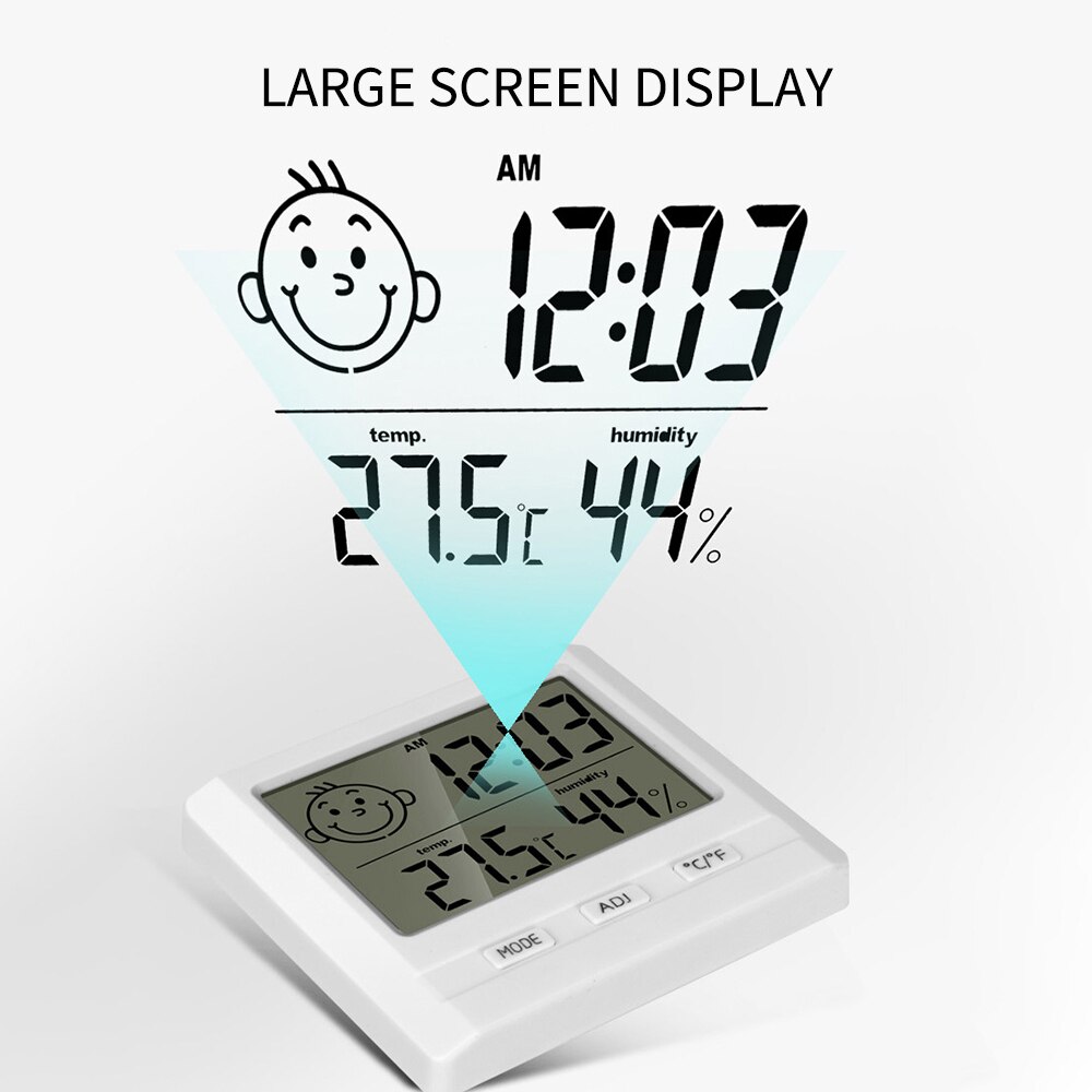 LCD Digital Temperature Humidity Meter Home Indoor Outdoor Hygrometer Thermometer Weather Station With Clock