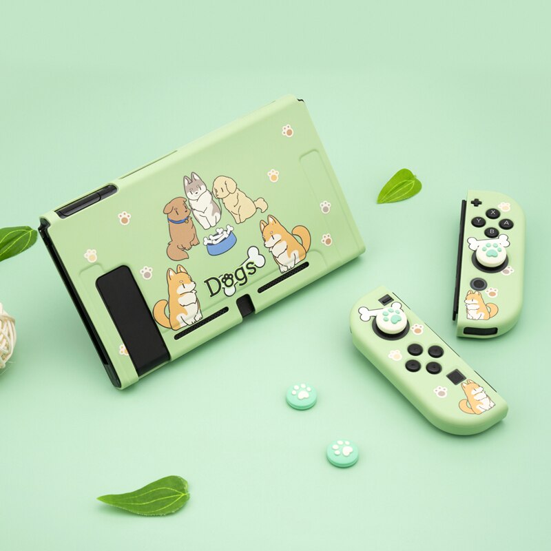 Geekshare Nintendo Switch Green Honden Bone Feest Cartoon Fairy League Hard Cover Girp Shell Voor Nintendo Switch