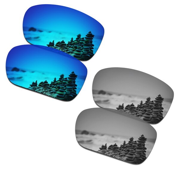 SmartVLT 2 Pairs Polarized Sunglasses Replacement Lenses for Oakley TwoFace Ice Blue and Silver Titanium: Default Title